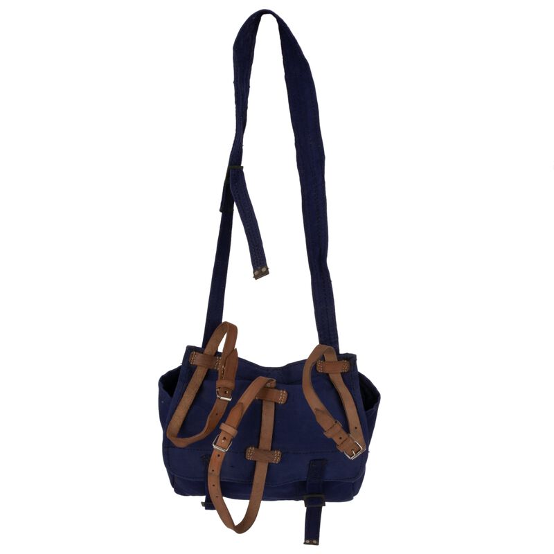 Romanian Navy Blue Shoulder Bag with Leather Straps, , large image number 1